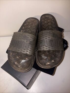 Fenty Puma Dark Gray/Black Logo Slide Sandals